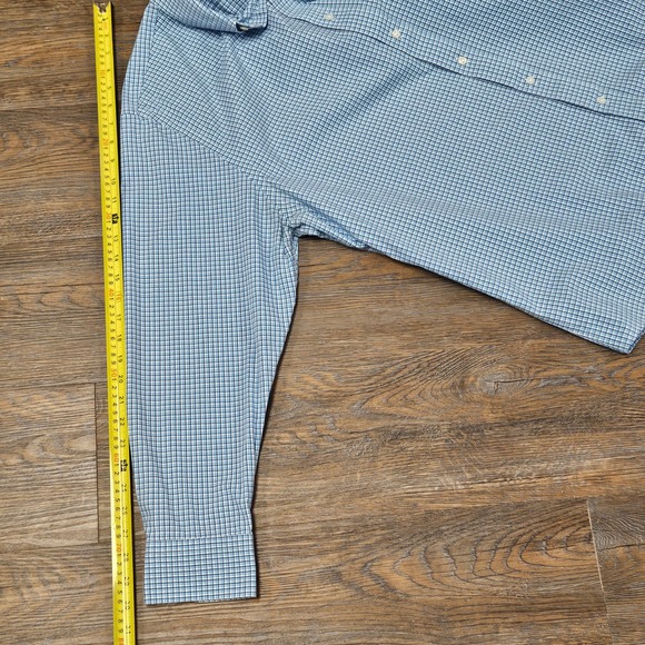 Lauren Ralph Lauren Dress Shirt 18 34/35 2XL Blue Plaid Check Slim Stretch Fit - Picture 11 of 13
